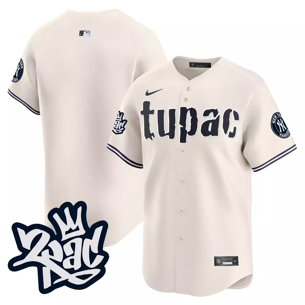 team cream mens new york yankees tupac shakur vapor premier limited jersey all stitched