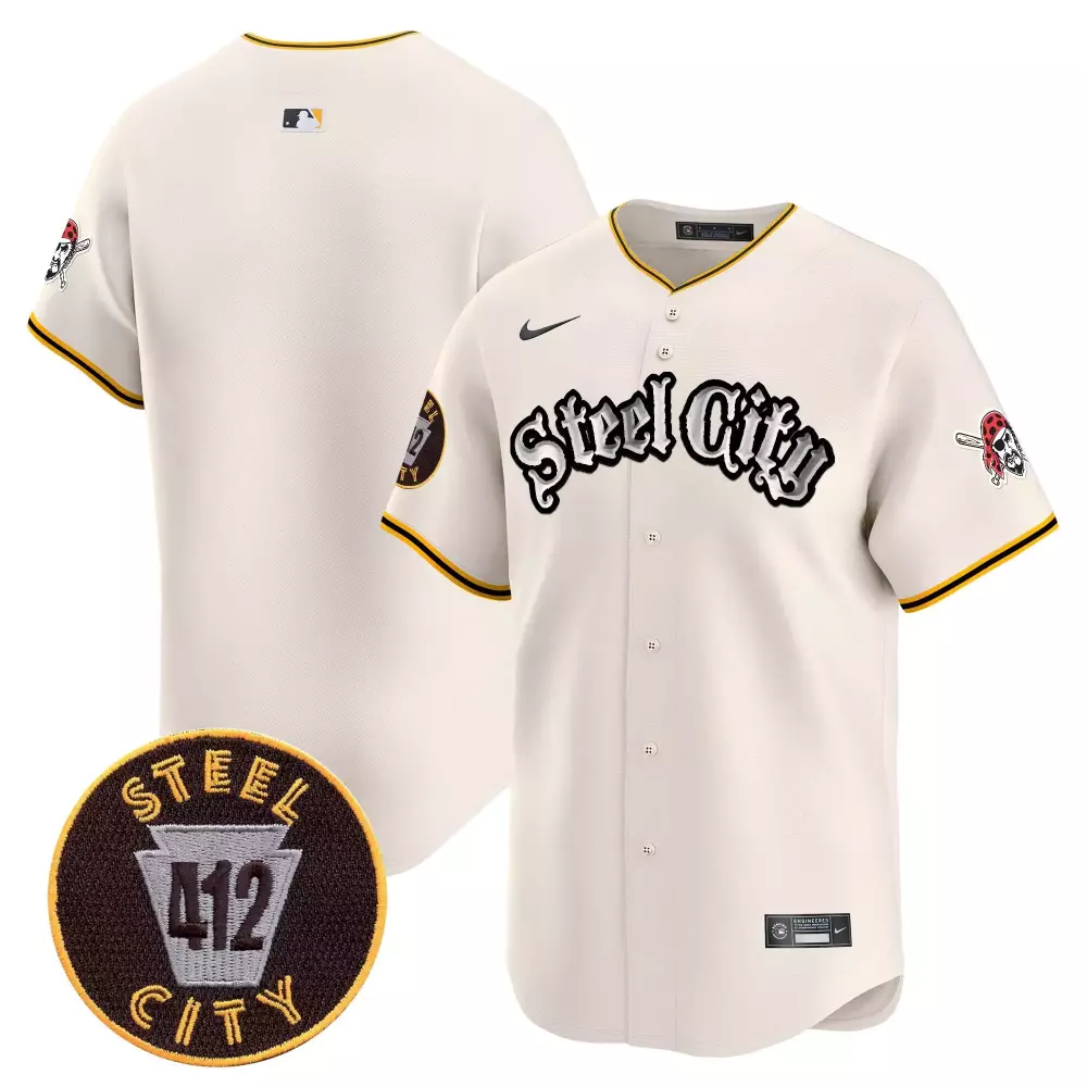 team cream mens pittsburgh pirates 412 patch vapor premier limited jersey v2 all stitched