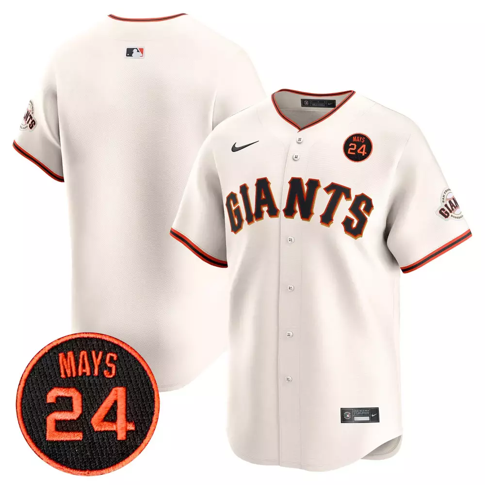 team cream mens san francisco giants 2024 willie mays patch vapor premier limited jersey v2 all stitched