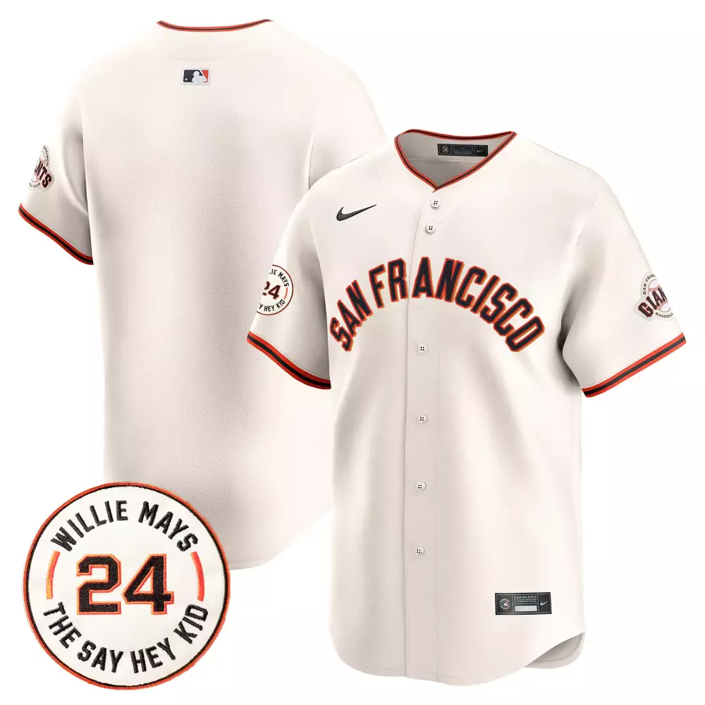 team cream mens san francisco giants 2024 willie mays patch vapor premier limited jersey v2 all stitched