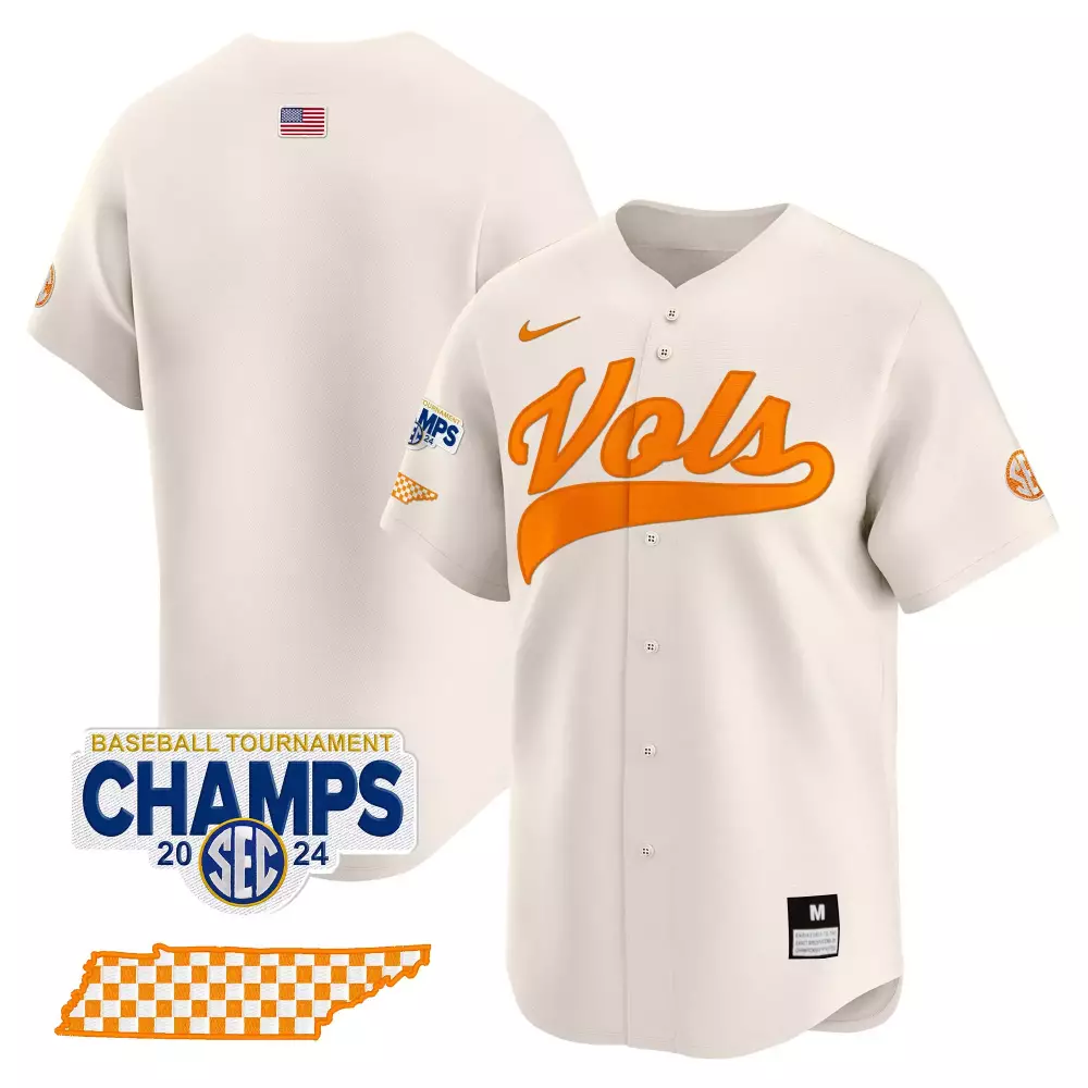 team cream mens tennessee volunteers 2024 college world series vapor premier limited jersey all stitched