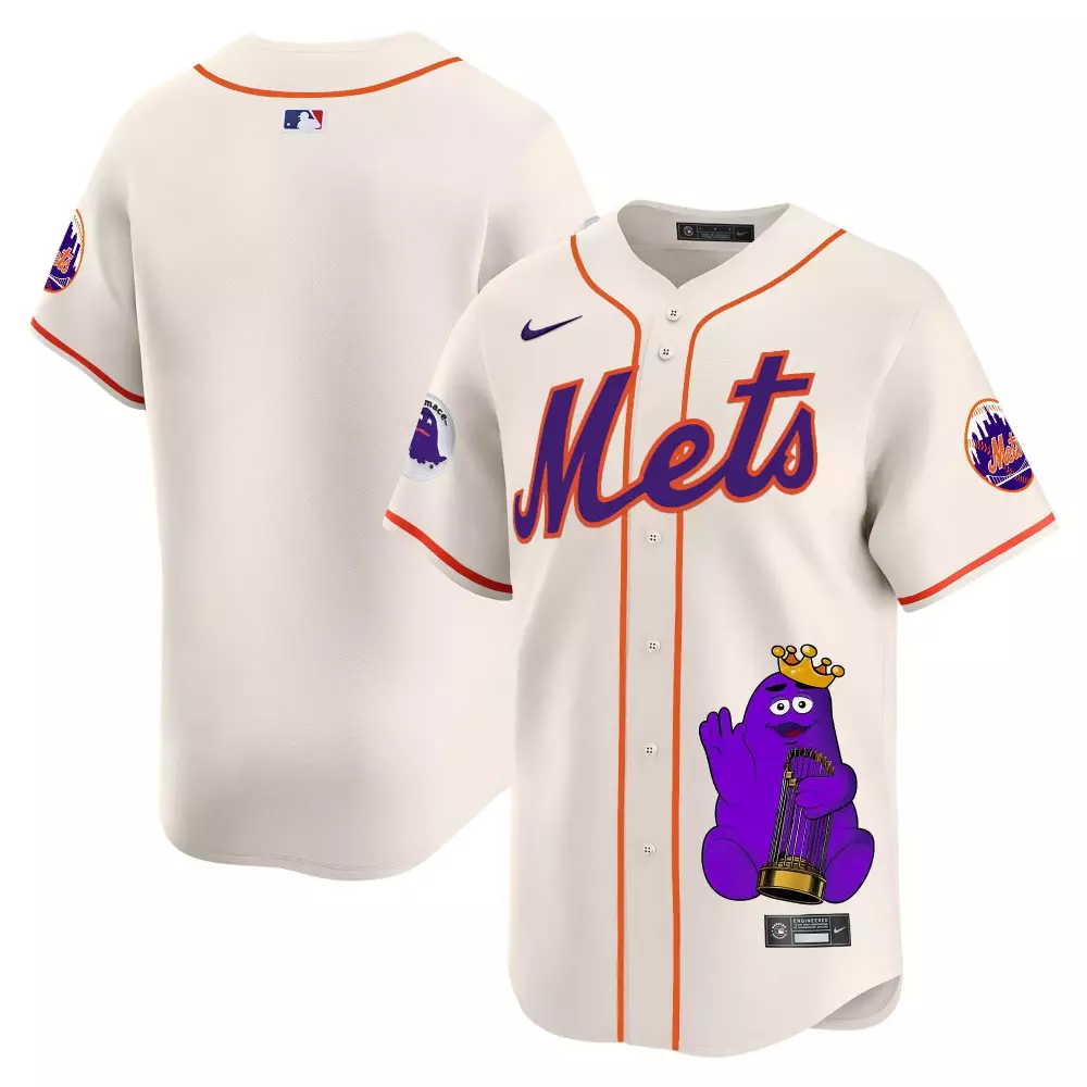 team cream mens new york mets grimace vapor premier limited jersey all stitched