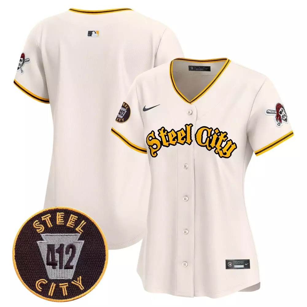 team cream womens pittsburgh pirates 412 patch vapor premier limited jersey all stitched