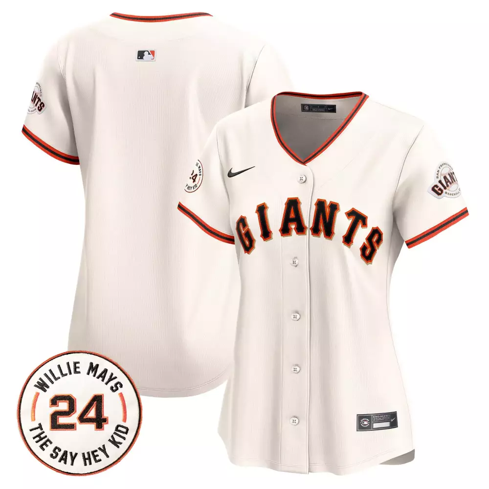 team cream womens san francisco giants 2024 willie mays patch vapor premier limited jersey all stitched