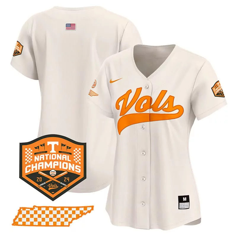 team cream mens tennessee volunteers 2024 college world series vapor premier limited jersey all stitched