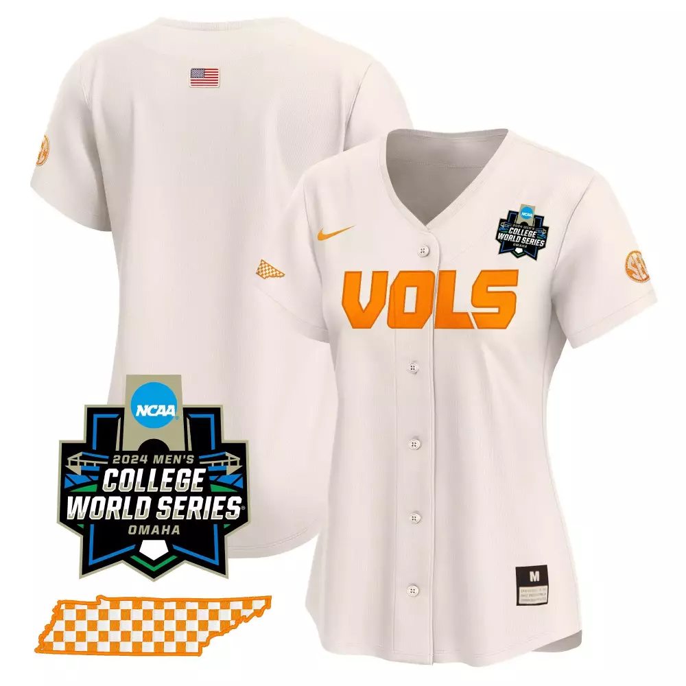 team cream womens tennessee volunteers 2024 college world series vapor premier limited jersey all stitched