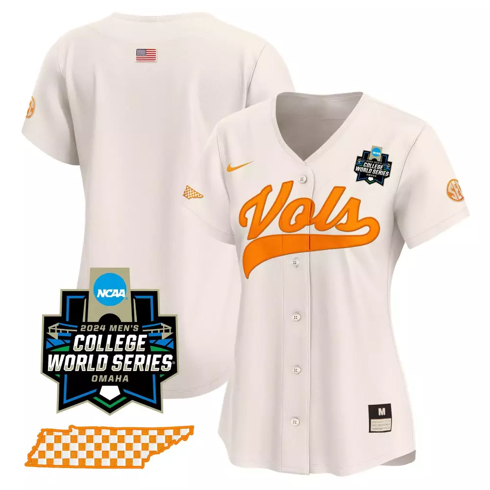 team cream womens tennessee volunteers 2024 college world series vapor premier limited jersey all stitched