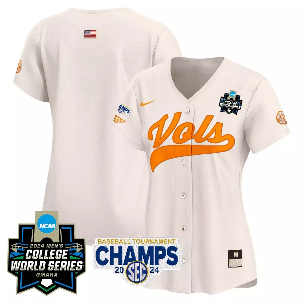 team cream womens tennessee volunteers 2024 college world series vapor premier limited jersey all stitched
