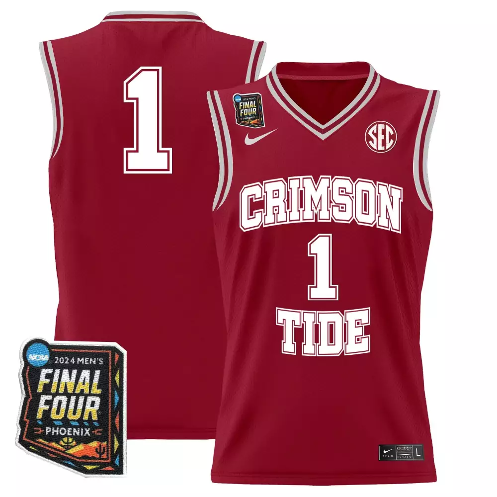 team crimson mens alabama crimson tide 2024 final four patch basketball jersey all stitched