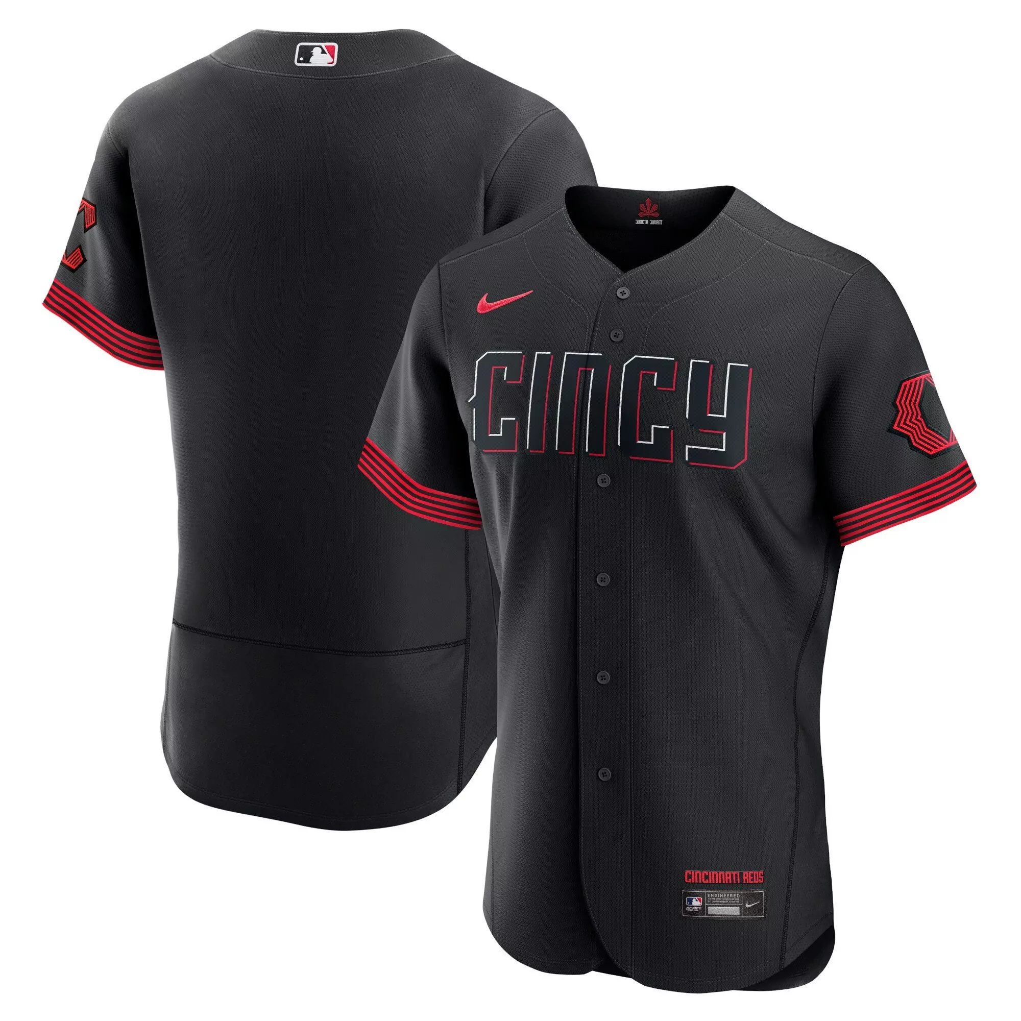 team cool base mens cincinnati reds black 2023 city connect jersey all stitched
