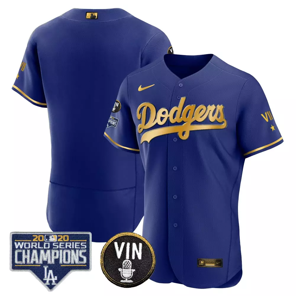 Vin Scully Patch Gold Jersey | Los Angeles Dodgers Limited Edition Fan Gear for Men, Women & Youth