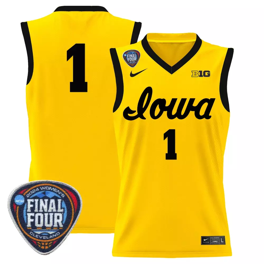 team gold womens size iowa hawkeyes 2024 final four basketball jersey all stitched