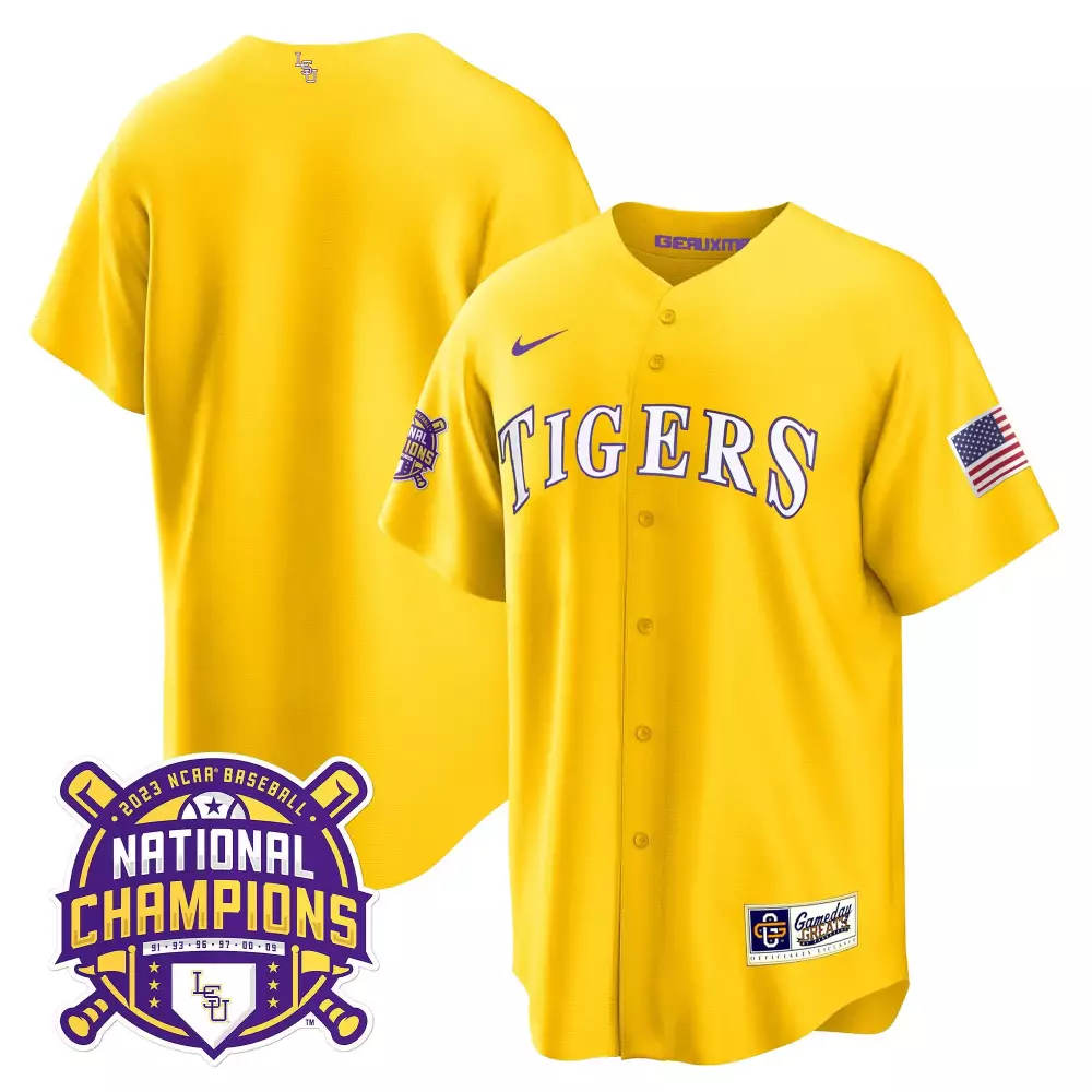team gold womens lsu tigers 2023 national champions gold jersey v2 all stitched