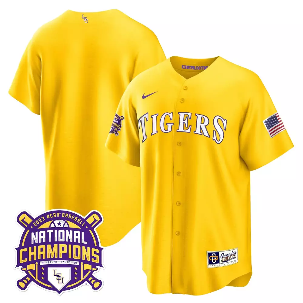 team gold womens lsu tigers 2023 national champions gold jersey v2 all stitched