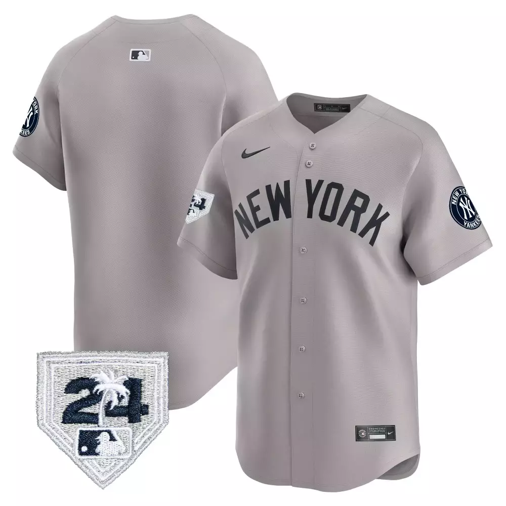 team gray mens new york yankees 2024 spring training patch vapor premier limited jersey v2 all stitched