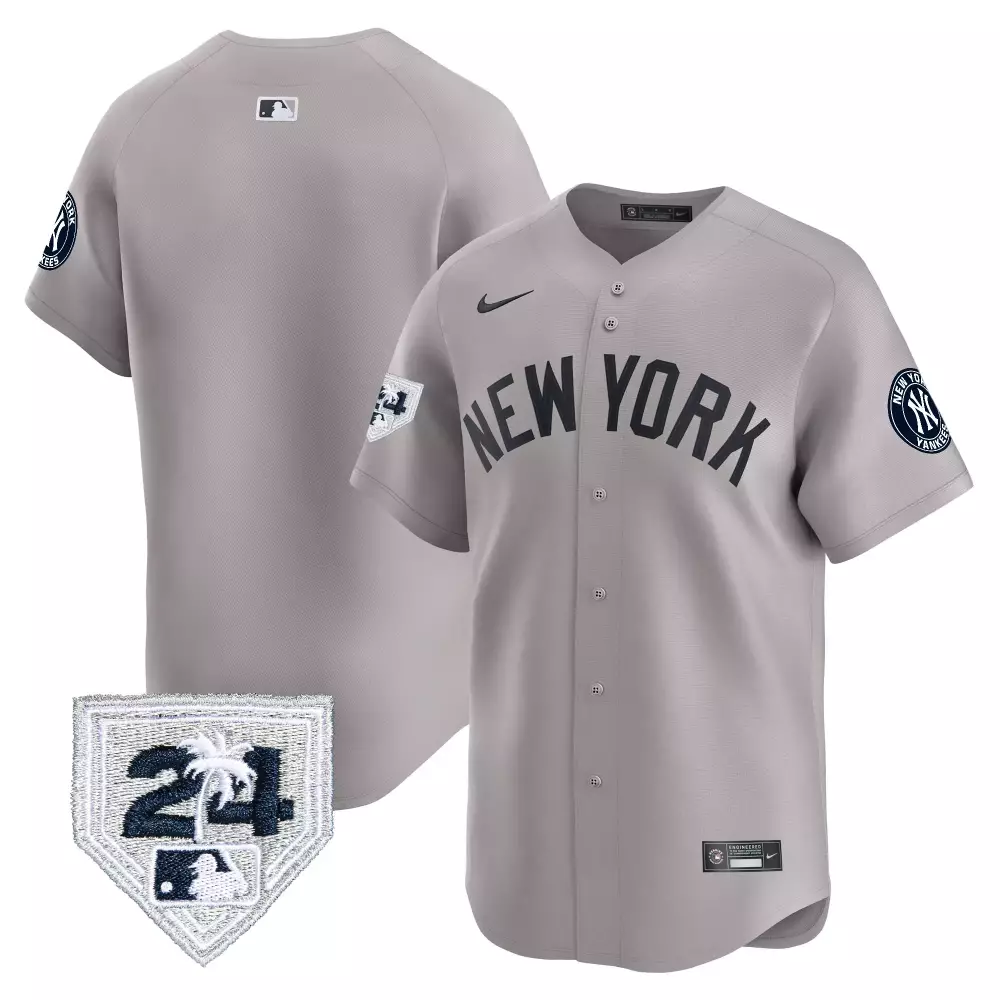 team gray mens new york yankees 2024 spring training patch vapor premier limited jersey v2 all stitched