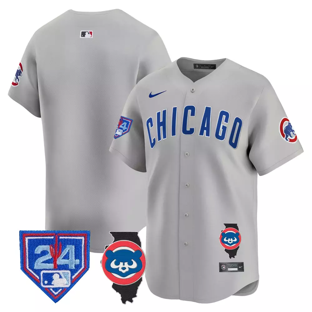 Chicago Cubs Spring Training Illinois Patch Vapor Premier Limited Jersey | Gray Road | Custom Stitched Fan Gear | For Men, Women & Youth
