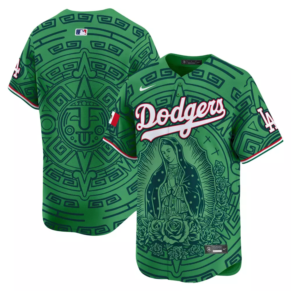 Los Angeles Dodgers Mexico Guadalupe Vapor Premier Limited Jersey V2 | Printed Green Fan Gear | For Men, Women & Youth