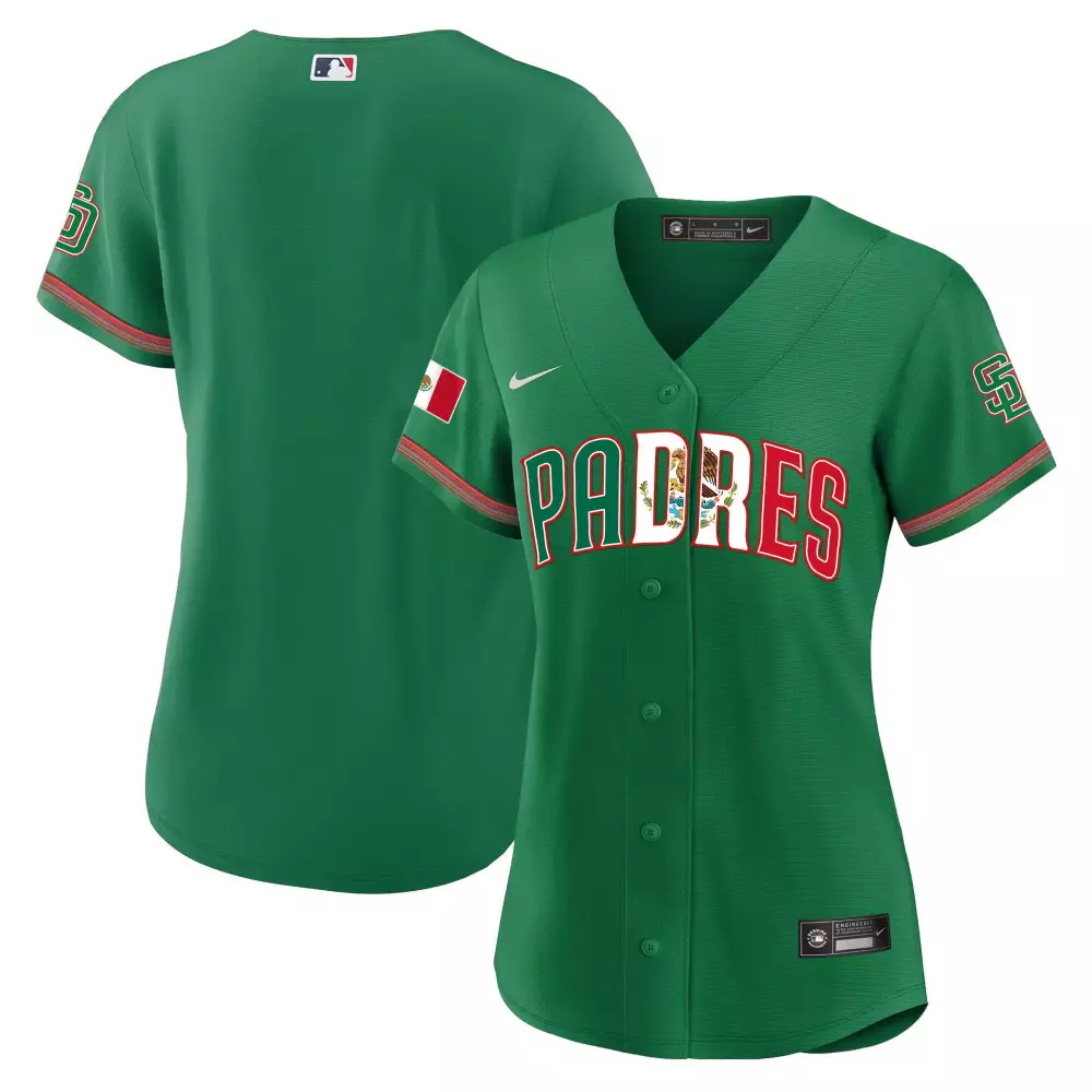 San Diego Padres Green Women's Mexico Cool Base Limited Jersey V2 | Stitched Fan Gear | For Men, Women & Youth