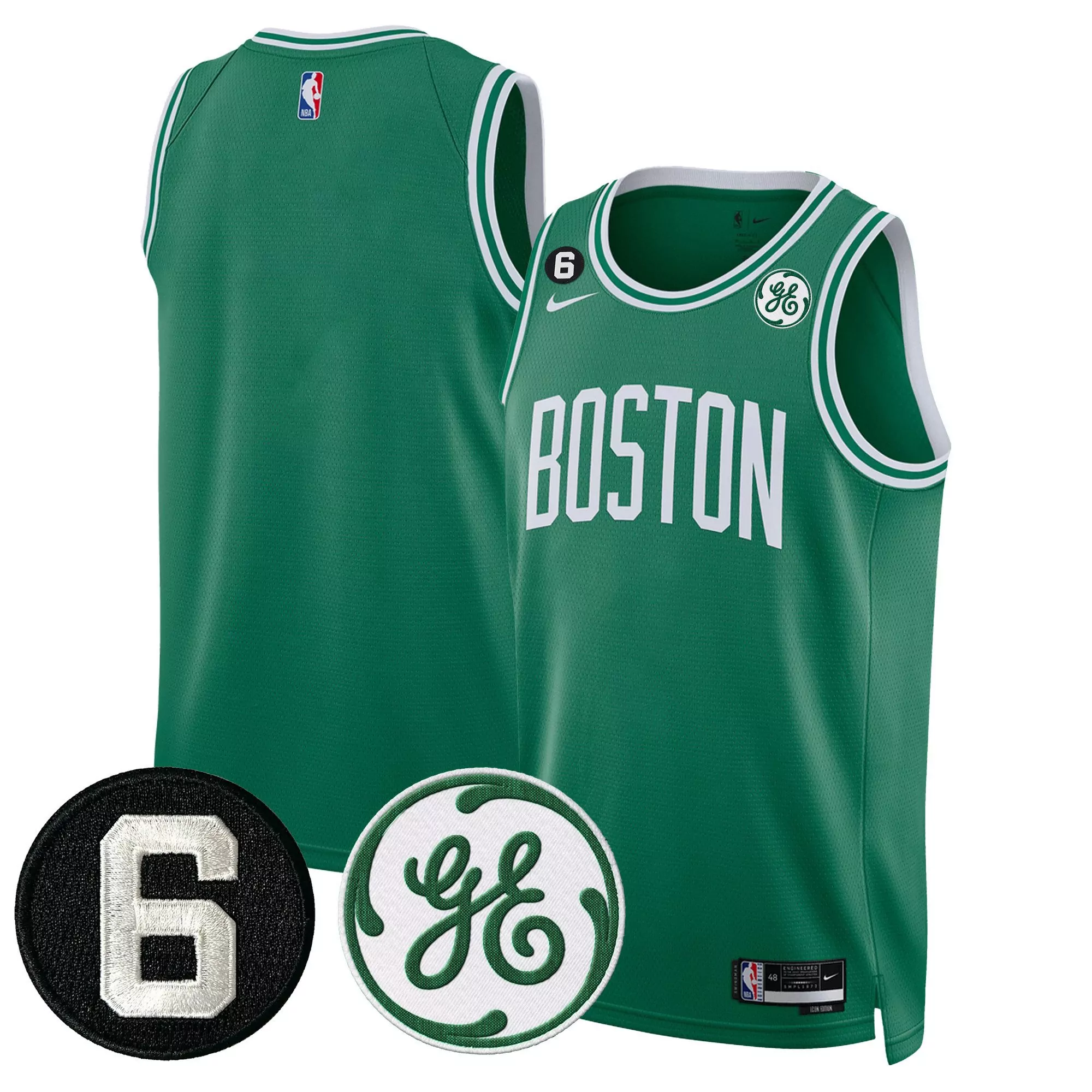 team icon mens boston celtics bill russell john havlicek patch jersey all stitched