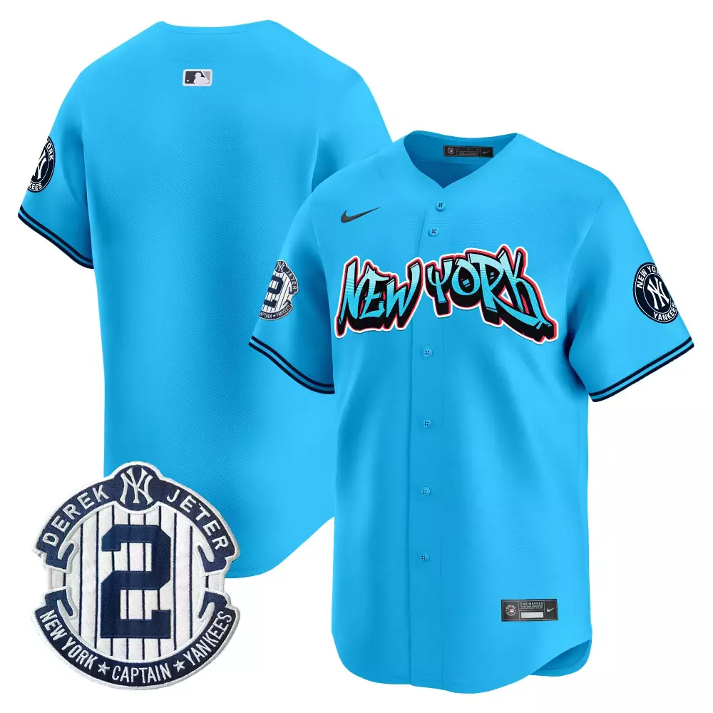 team light blue mens new york yankees graffiti vapor premier limited jersey all stitched
