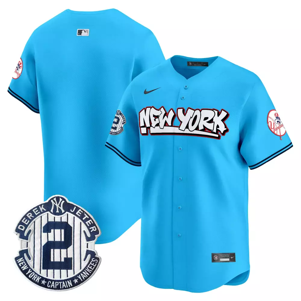 team light blue mens new york yankees graffiti vapor premier limited jersey all stitched