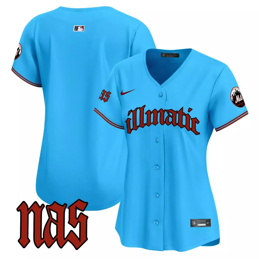 team light blue womens new york mets nas illmatic vapor premier limited jersey all stitched