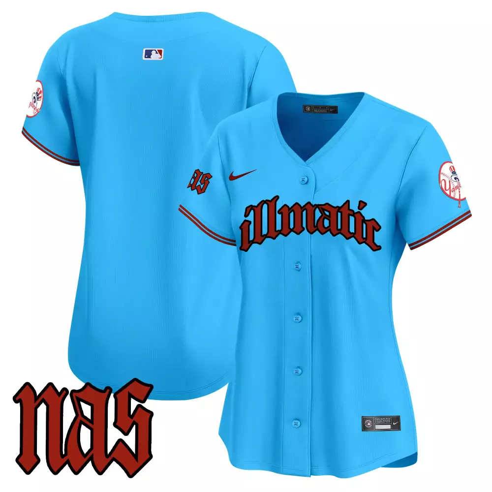 team light blue womens new york yankees nas illmatic vapor premier limited jersey all stitched