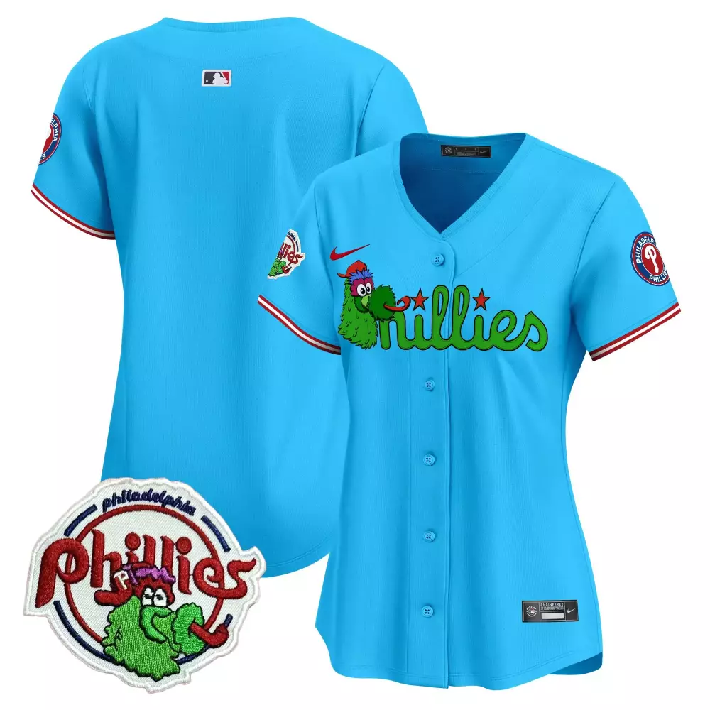 team light blue womens philadelphia phillies phanatic patch vapor premier limited jersey v3 all stitched