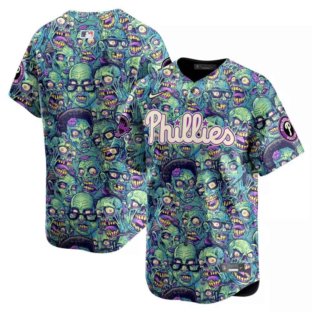 team men philadelphia phillies halloween zombie horror vapor premier limited jersey printed