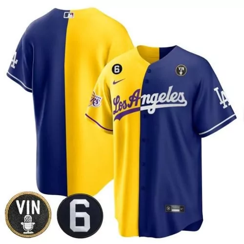 Men's Purple Los Angeles Dodgers Bryant Vin Patch Jersey | Cool Base Stitched Fan Gear | Ideal for Game Day | For Men, Women & Youth