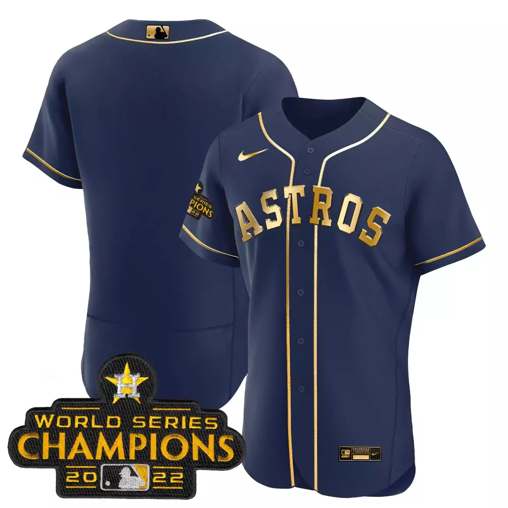 team navy gold mens houston astros 2023 gold flex base collection jersey all stitched