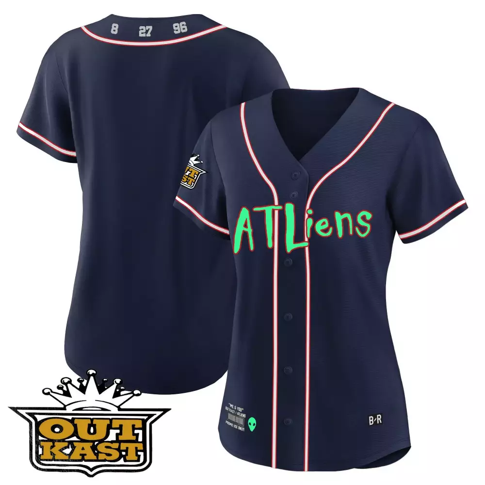 Team Navy Atlanta Braves Atliens Baseball Jersey | Galaxy Version Stitched | For Women