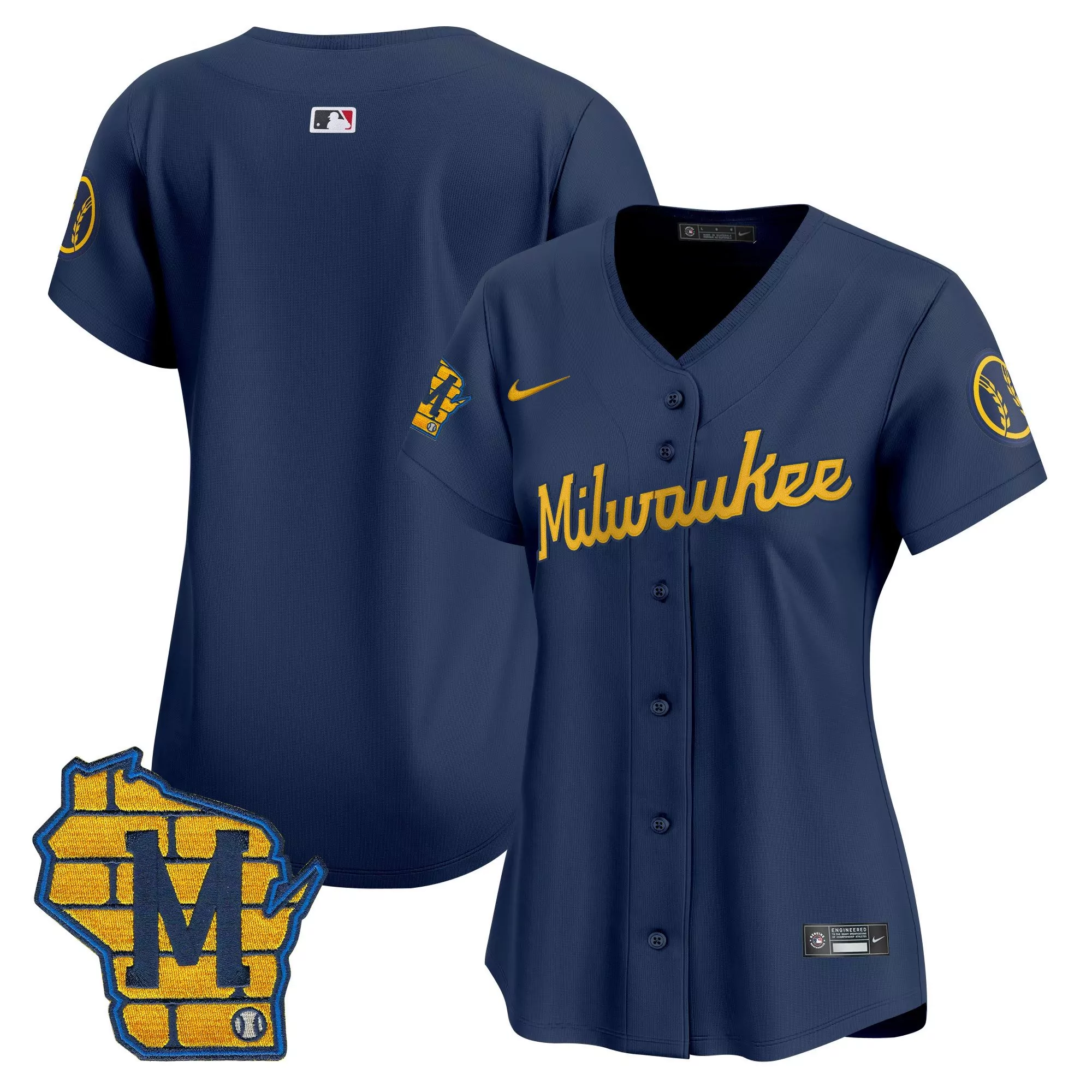 team navy mens milwaukee brewers golden 50th anniversary patch vapor premier limited jersey all stitched