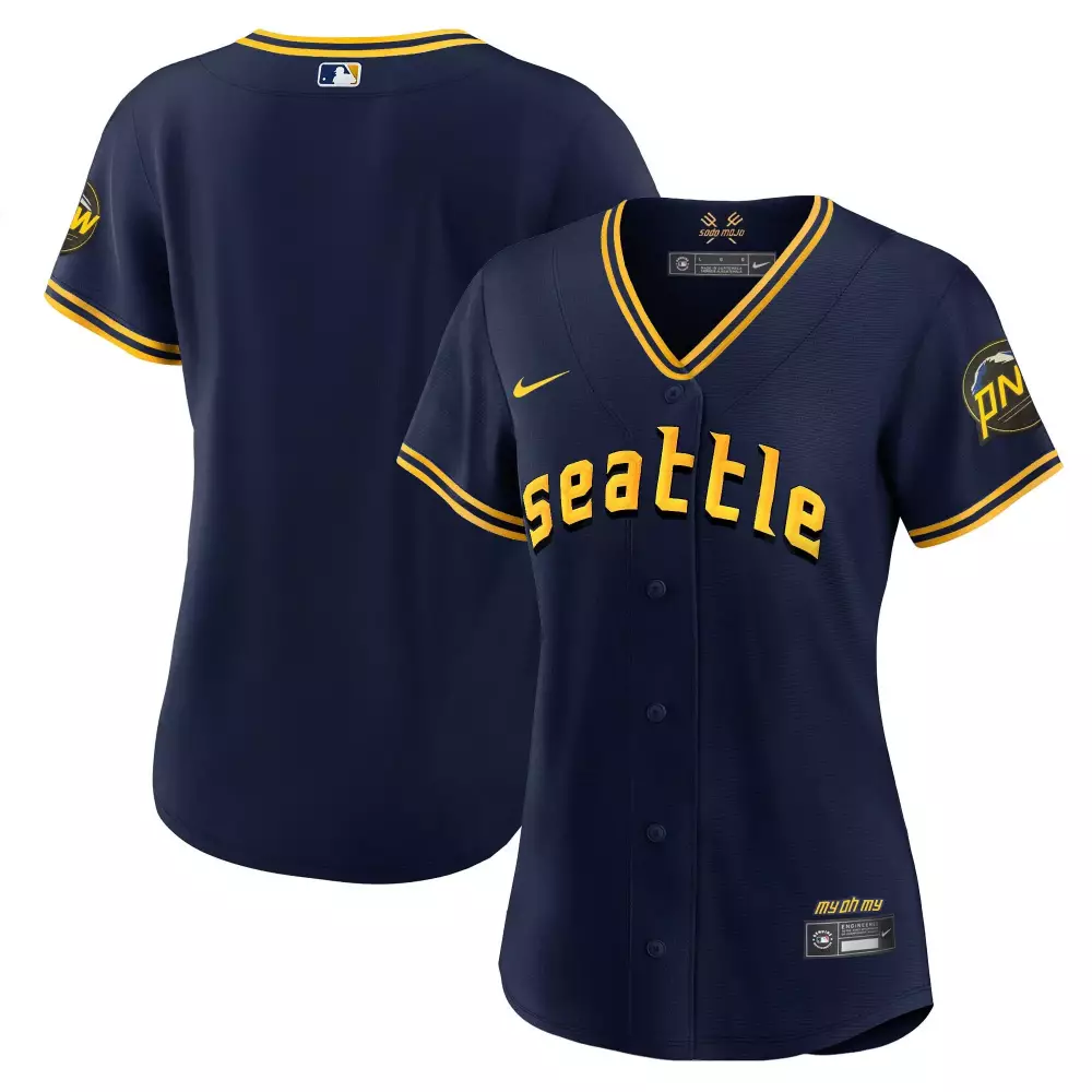 team navy mens seattle mariners trident patch vapor premier limited jersey all stitched