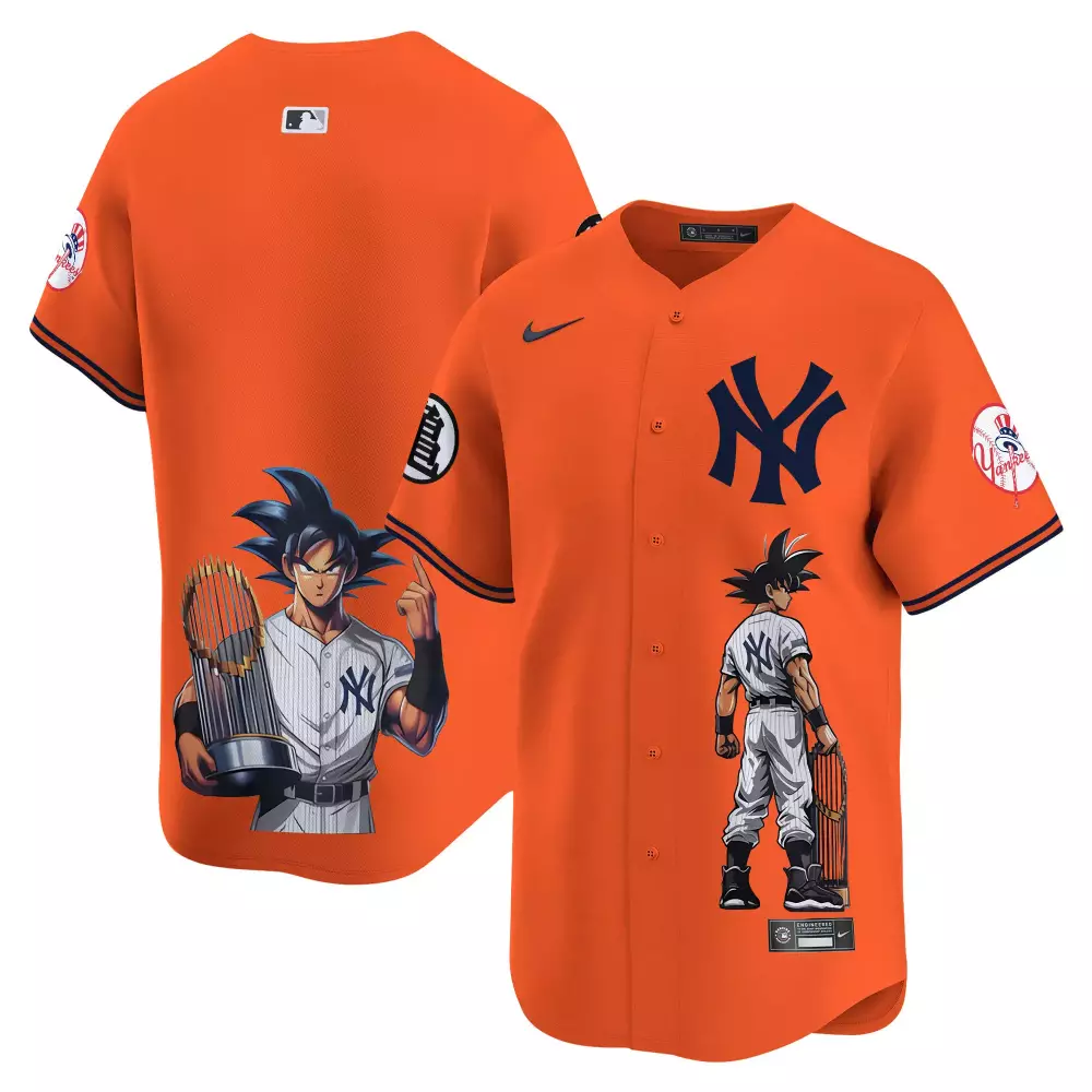 team orange mens new york yankees dragon ball son goku vapor premier limited jersey printed