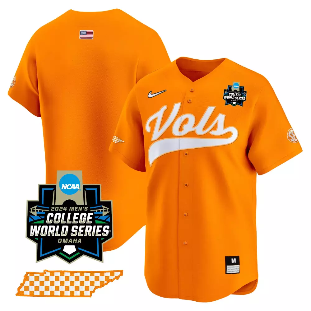 team orange mens tennessee volunteers 2024 college world series vapor premier limited jersey v2 all stitched