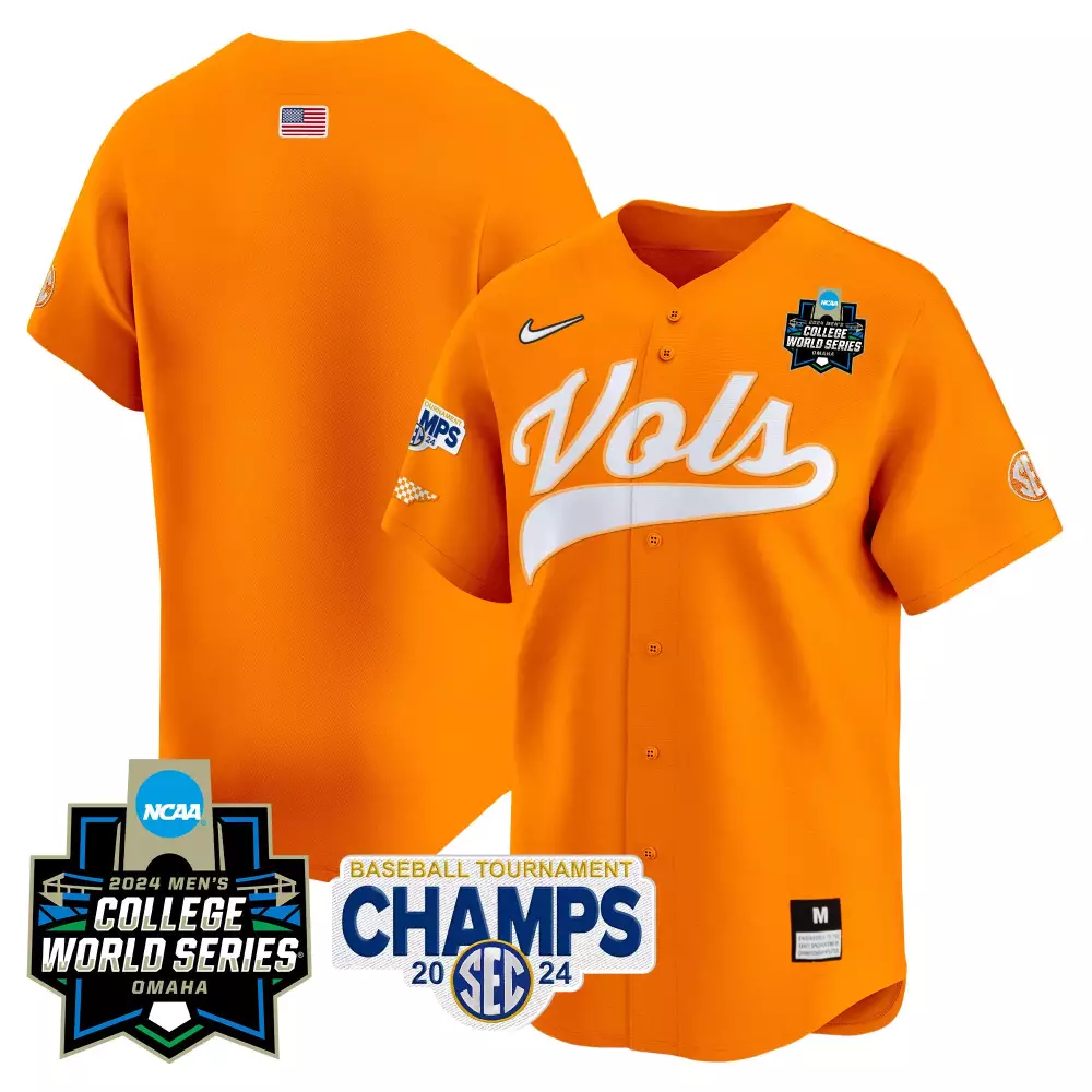 team orange mens tennessee volunteers 2024 college world series vapor premier limited jersey v2 all stitched