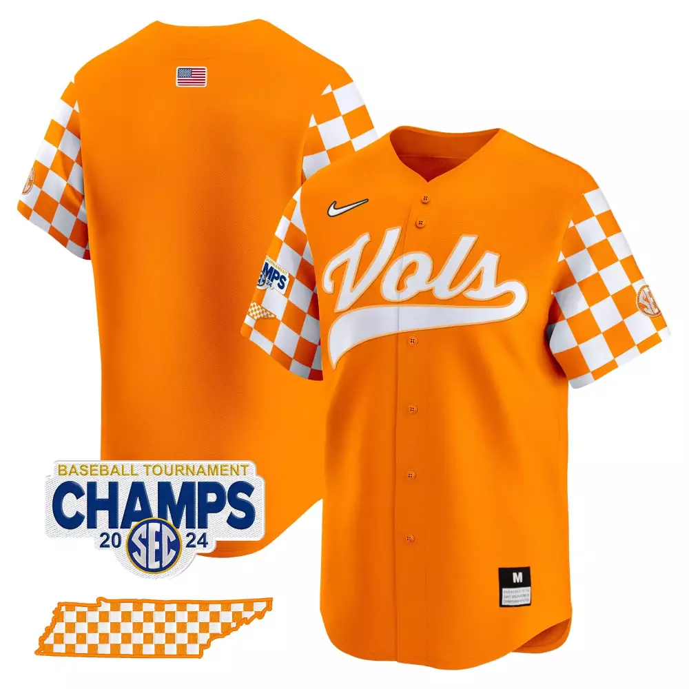 team orange mens tennessee volunteers checkerboard 2024 tournament champions vapor premier limited jersey all stitched