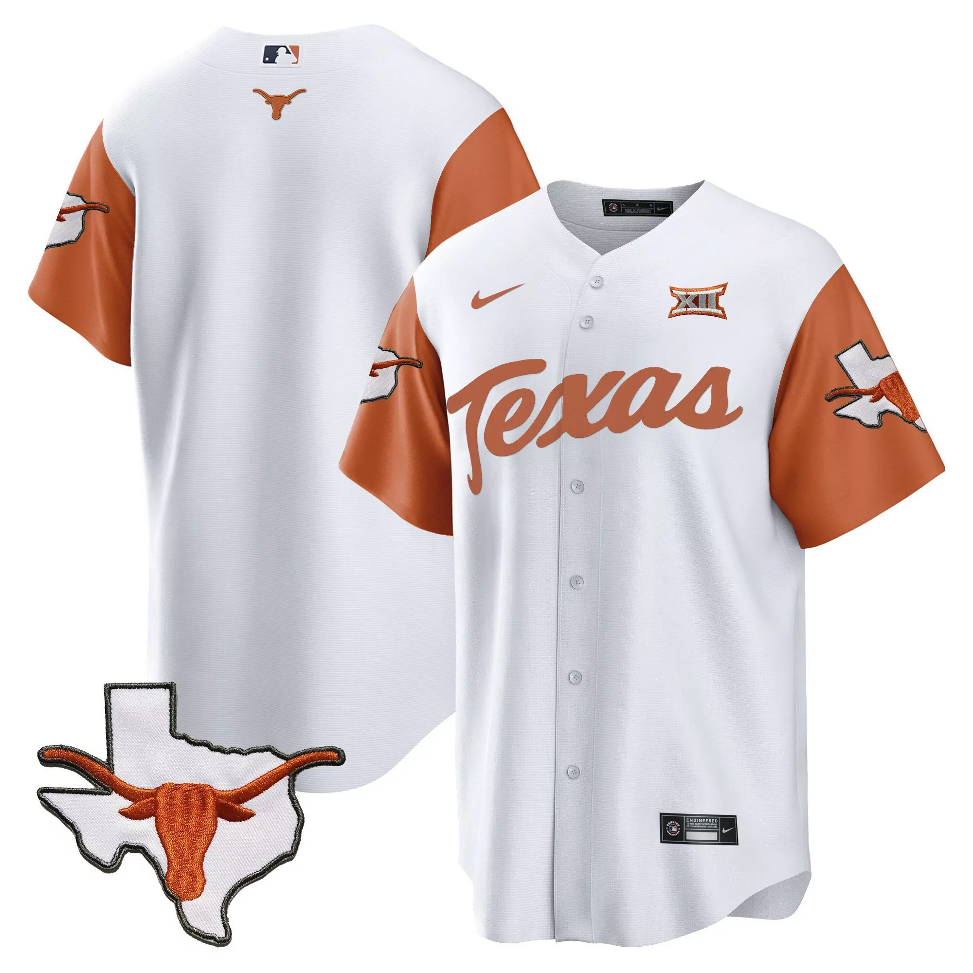 team orange sleeves mens texas longhorns baseball jersey all stitched