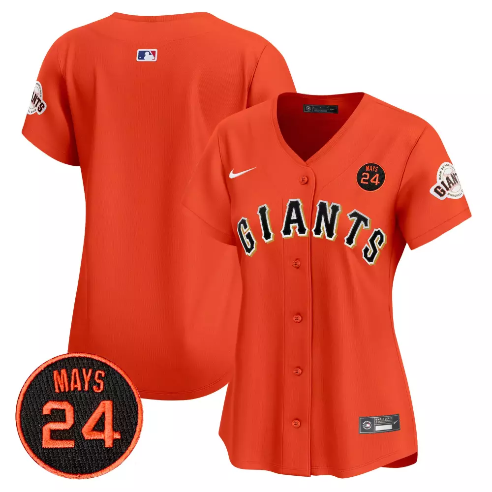 team orange womens san francisco giants 2024 willie mays patch vapor premier limited jersey all stitched