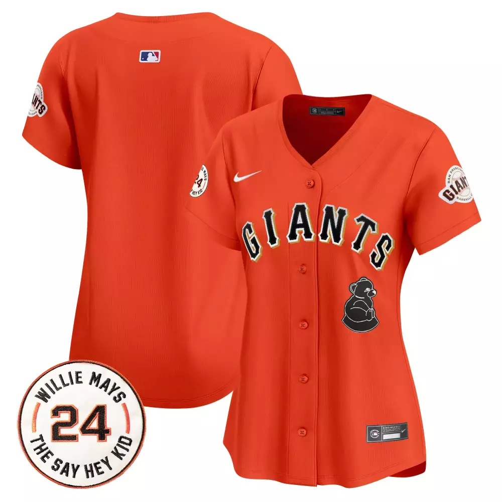 team orange womens san francisco giants 2024 willie mays patch vapor premier limited jersey all stitched
