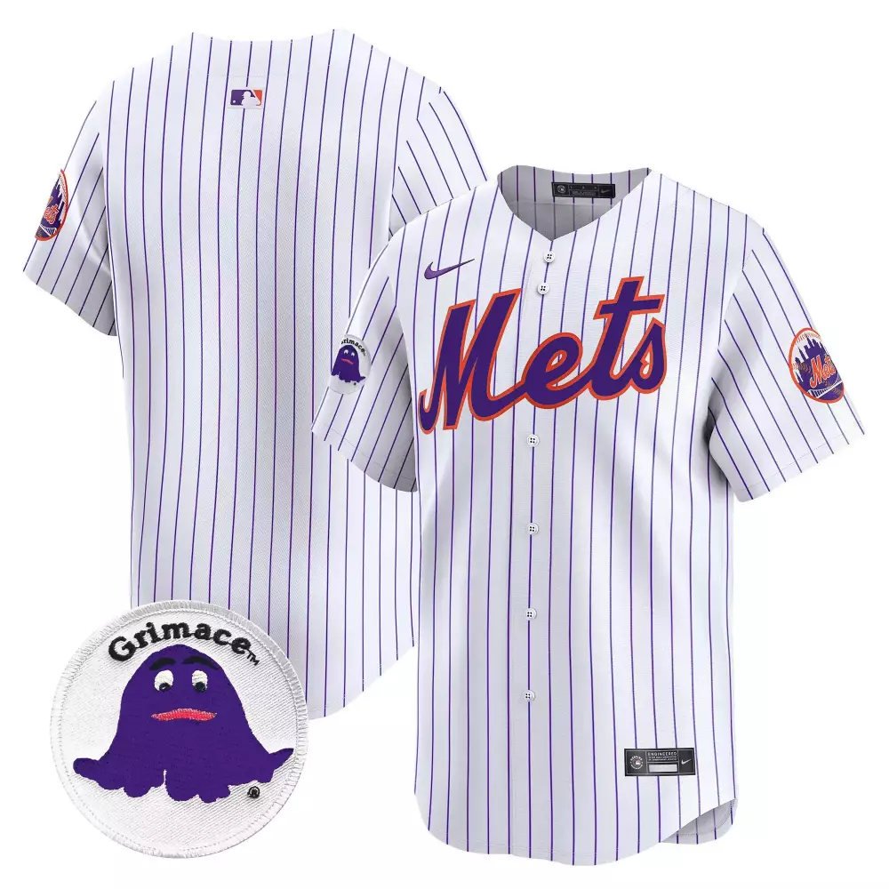 team pinstripe mens new york mets grimace vapor premier limited jersey all stitched