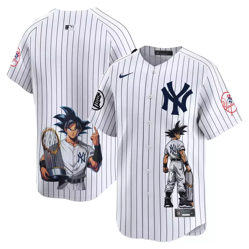 team pinstripe mens new york yankees dragon ball son goku vapor premier limited jersey printed
