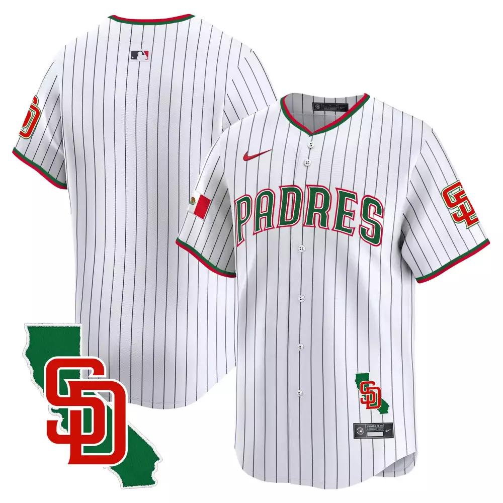 Team Pinstripe Men's San Diego Padres Mexico California Patch Vapor Premier Limited Jersey V5 | All Stitched | For Men