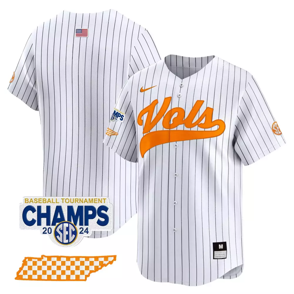 team pinstripe mens tennessee volunteers 2024 tournament champions vapor premier limited jersey all stitched
