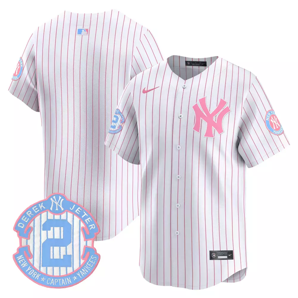 team pinstripe unisex new york yankees bubblegum pink vapor premier limited jersey all stitched