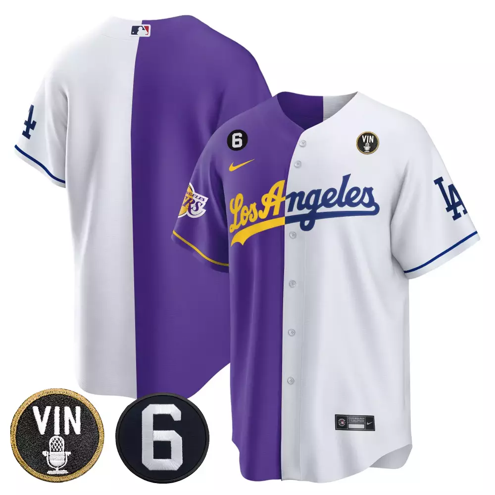Los Angeles Dodgers Purple & White Split Jersey | Stitched Cool Base Style | Limited Edition Fan Gear for Men, Women & Youth