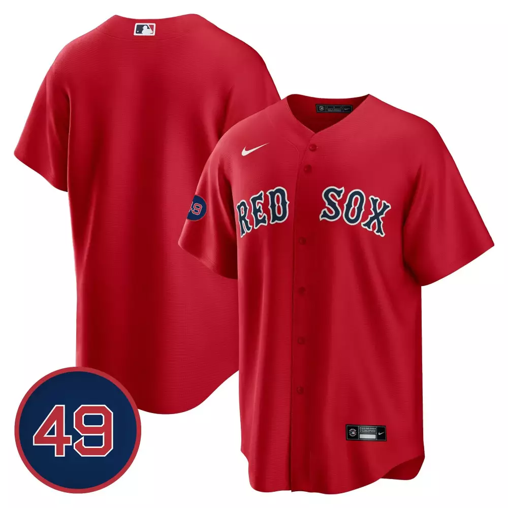 team red mens boston red sox 49 tim wakefield patch cool base jersey all stitched