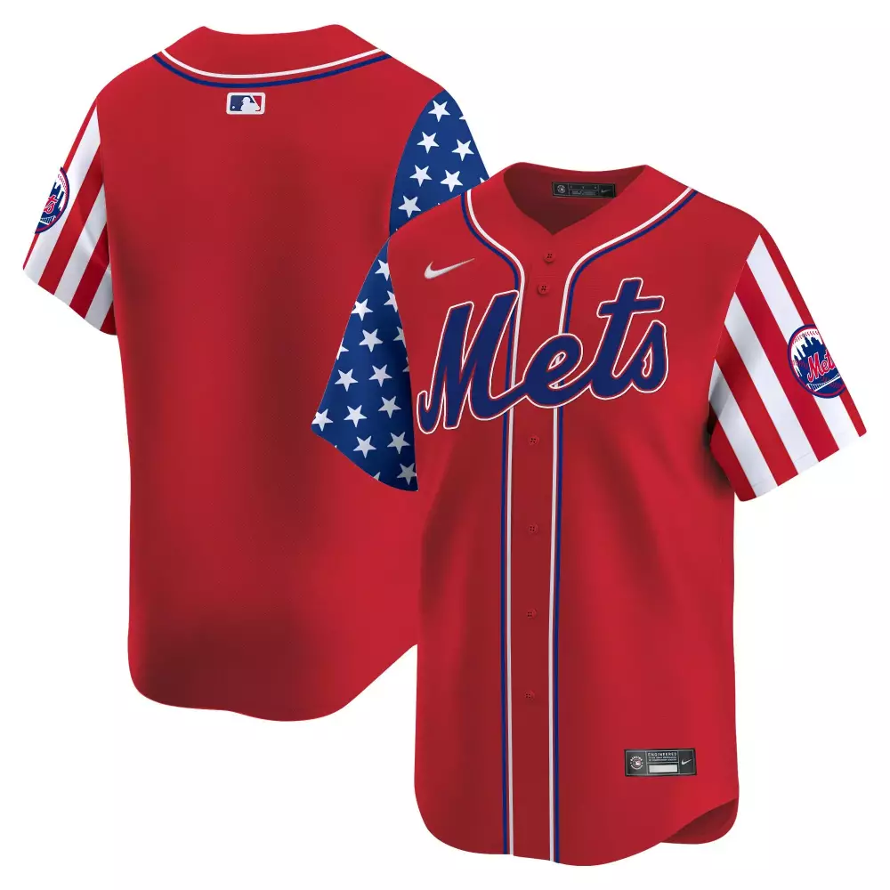 team red mens new york mets 2024 independence day vapor premier limited jersey all stitched